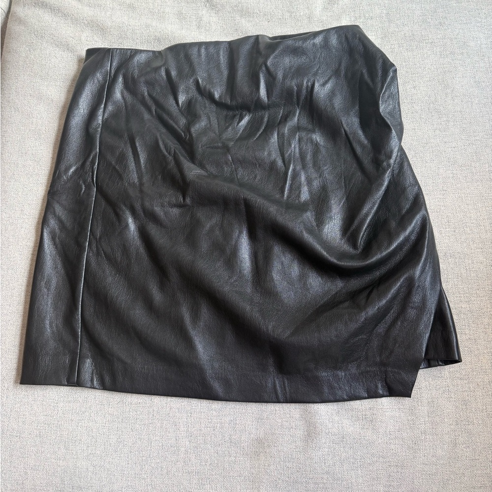 Black Faux Leather Mini Skirt - Women
